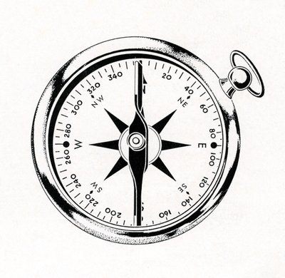 Ilustración vintage de una brújula de American School