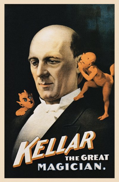 Póster vintage de hombre con demonios susurrando de American School