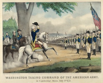 Washington toma el mando del ejército americano en Cambridge, Massachusetts, el 3 de julio de American School