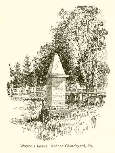 Tumba de Wayne, Cementerio de la Iglesia de Radnor, Pa de American School
