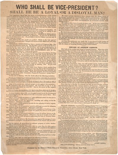 ¿Quién será vicepresidente? George Pendleton vs. Andrew Johnson (elección de 1864), 1864 de American School