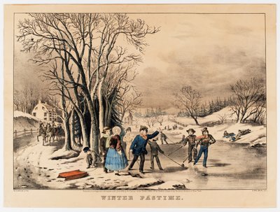 Pasatiempo de invierno, c.1800-10 (litografía en color) de American School