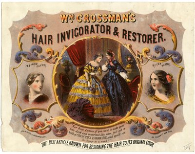 Invigorador y restaurador de cabello de Wm. Crossman, 1862 de American School