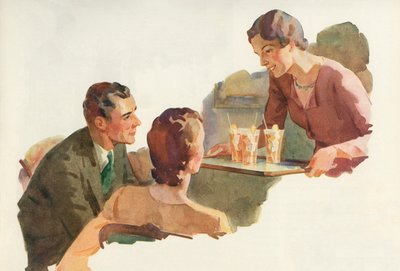 Mujer sirviendo té helado a sus amigas de American School