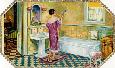 Mujer de Pie en un Baño Art Deco de American School