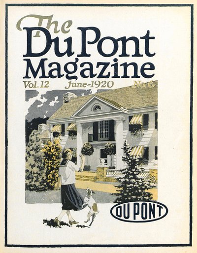 Mujer y perro, portada de la revista DuPont, junio de 1920 de American School