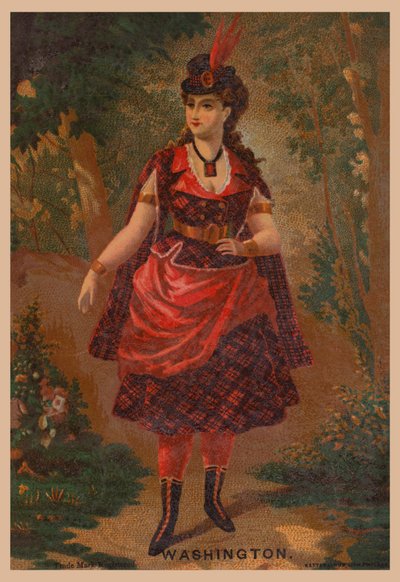 Mujer de rojo (cromolito) de American School