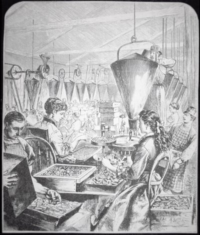Mujeres trabajando en una fábrica de municiones, Bridgeport, Connecticut de American School