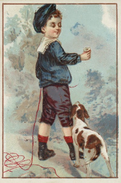 Niño joven con perro de American School
