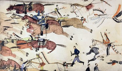 Batalla de Little Bighorn, Montana, EE.UU., 25-26 de junio de 1876, c. 1900 de Amos Bad Heart Buffalo