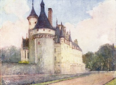 Chenonceaux desde el jardín (litografía en color) de Amy B. Atkinson