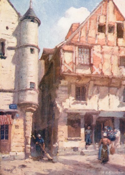 Casas antiguas de Chinon (litografía en color) de Amy B. Atkinson