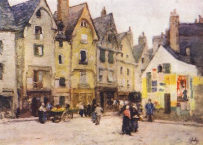 Plaza Plumereau, Tours (litografía en color) de Amy B. Atkinson