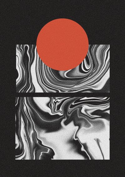 Flujo de mármol Sol Rojo de Amy Louise Baker