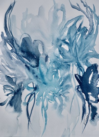 Flores azules abstractas de Amy Tieman