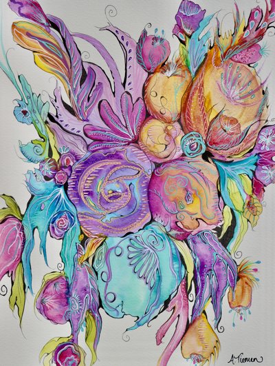 Flores de fantasía de colores de Amy Tieman