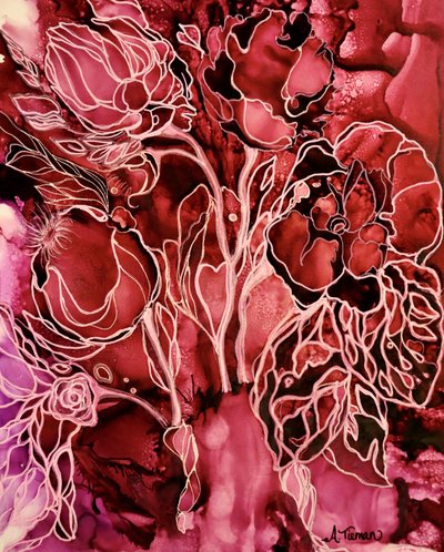 Flujo floral carmesí de Amy Tieman