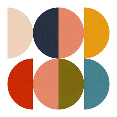 Juego de colores geométricos de mediados de siglo 1 de Ana Rut Bre