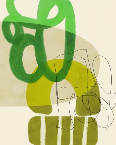 Líneas pintadas en verde y marrón claro, 2 copias de Ana Rut Bre