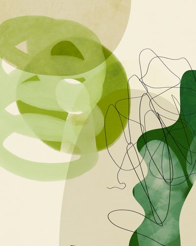 Líneas pintadas en verde y marrón claro, 3 copias de Ana Rut Bre