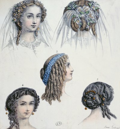 Peinado de una novia y otros, c.1853 de Anais Toudouze