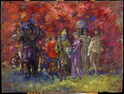 Automne. Allegorie (Otoño. Alegoría). Pintura de Anatoli Afanasyevich Arapov (1876-1949). Huile sur toile, 75 x 99 cm de Anatoli Afanasyevich Arapov