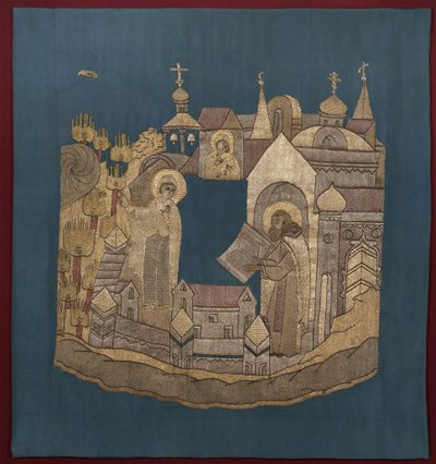 Aparición de la Madre de Dios a San Cirilo de Belozersk en el Monasterio Simonov Podea, 1620-1635 de Ancient Russian Art