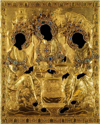 Cubierta Oklad para el icono de la Santísima Trinidad de Andrei Rublev, 1600-1625 de Ancient Russian Art