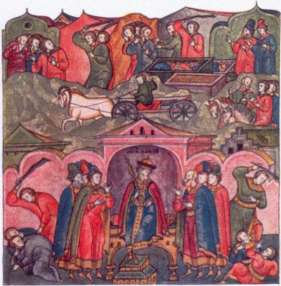 Violencia del Príncipe de Moscú Iván Danilovich y Sus Vecinos De: La Vida de San Sergio de Radonezh de Ancient Russian Art