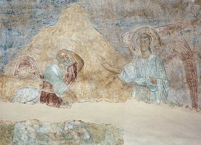 Balaam y el ángel de Ancient Russian frescos