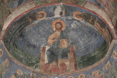 Cristo entronizado Salvador del Mundo, siglo XII de Ancient Russian frescos
