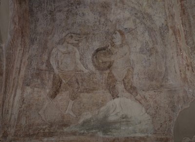 Escena de lucha en el Hipódromo de Ancient Russian frescos