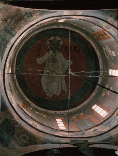 Jehová. Pintura en la cúpula de la Catedral del Arcángel Miguel del Kremlin de Moscú, 1652-1666 de Ancient Russian frescos