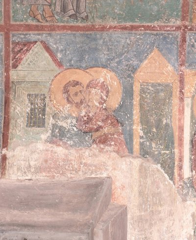 Encuentro de San Joaquín y Santa Ana en la Puerta Dorada, siglo XII de Ancient Russian frescos