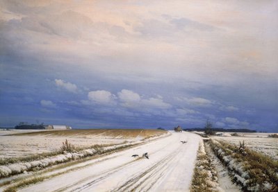 Paisaje Invernal con un Caballo y Carro de Anders Andersen Lundby