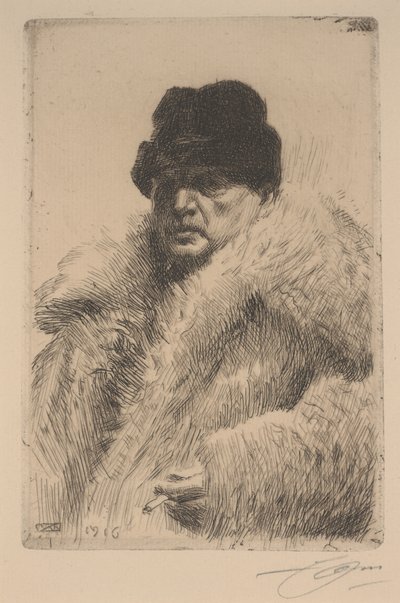 Autorretrato con abrigo de piel de Anders Leonard Zorn