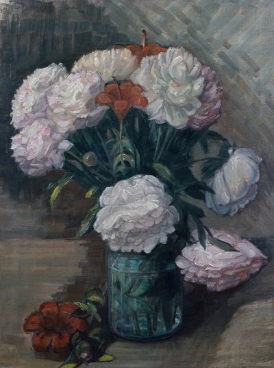 Peonías y lirios de día (óleo sobre lienzo) de Anders Svarstad