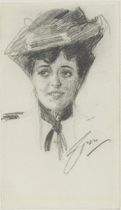Cabeza de una joven con sombrero de Anders Leonard Zorn