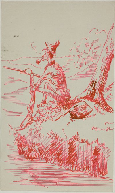 Hombre pescando en la orilla de un río de Anders Zorn