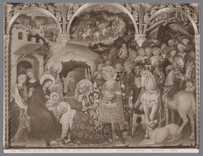 Reproducción fotográfica de la pintura Adoración de los Reyes Magos de Gentile da Fabriano Firenze, Adorazione dei Magi (Gentile da Fabriano) Gall. Antica y Mod. (título en el objeto) de Anderson (firma)