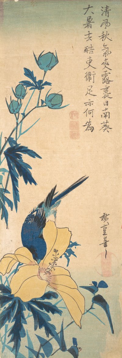 Pájaro azul de Ando Hiroshige