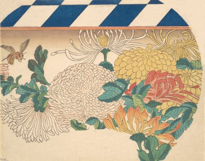 Crisantemos en Diseño en Forma de Abanico, 1840s de Ando Hiroshige