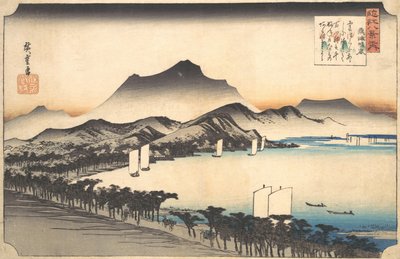 Clima despejado en Awazu de Ando Hiroshige