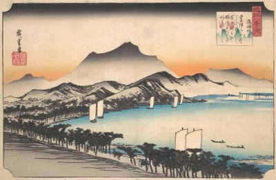 Clima despejado en Awazu, ca. 1832 de Ando Hiroshige
