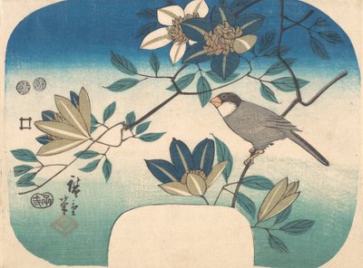 Clemátide y pájaro de Ando Hiroshige