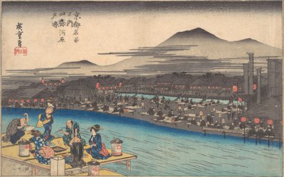 Refrescándose en la tarde en Shijogawara, ca. 1834 de Ando Hiroshige