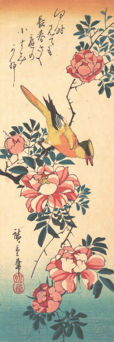Lavandera Gris Oriental y Rosa de Ando Hiroshige