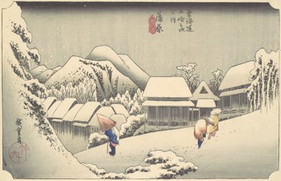 Nieve Vespertina en Kanbara, de la serie Cincuenta y Tres Estaciones del Tokaido de Ando Hiroshige