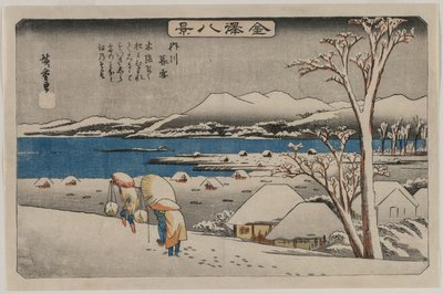 Nieve vespertina en Uchikawa de la serie Ocho vistas de Kanazawa, mediados de 1830 de Ando Hiroshige