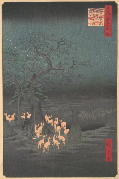 Zorros Reuniéndose en Oji de Ando Hiroshige